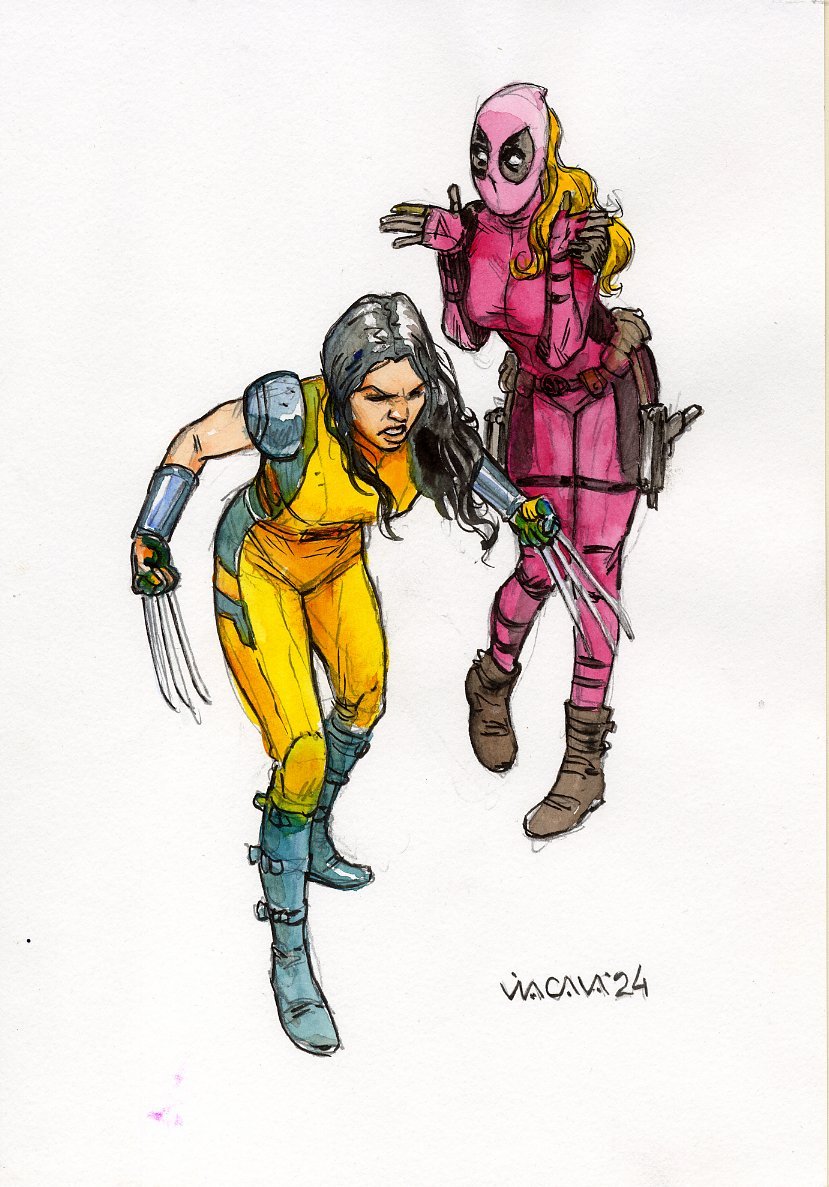 Roberto Viacava X-23 and Lady Deadpool Commission