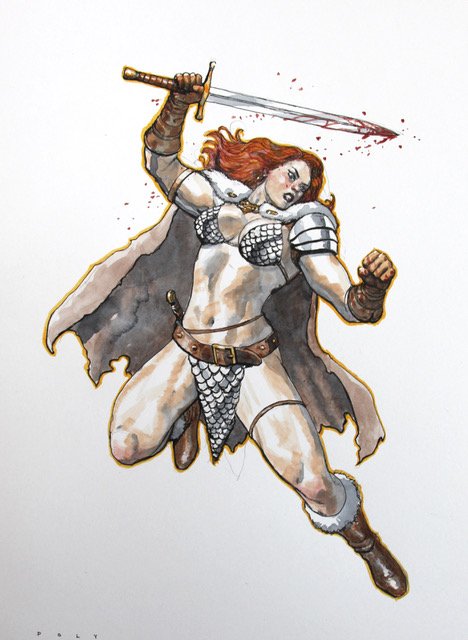 Red Sonja 9x12 Commission Example
