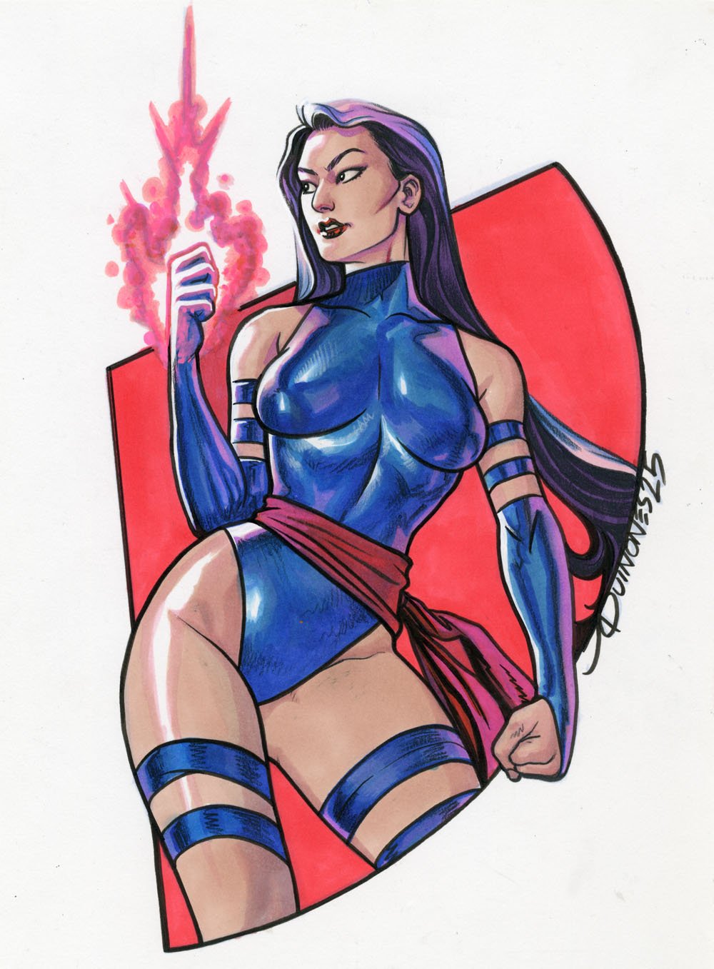 Joe Quinones Psylocke Full Color Torso Illustration